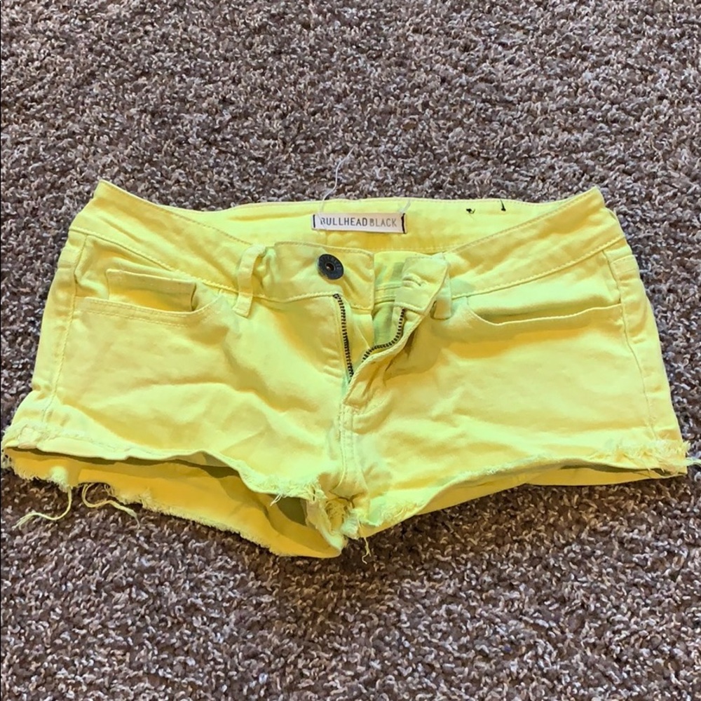 Yellow Distressed Shorts